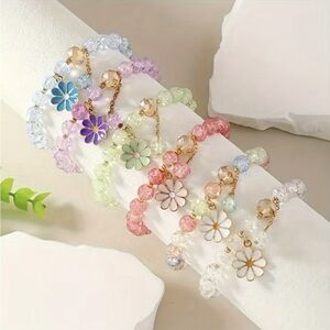 6pc Bohemian Lily Glass Bead Bracelets